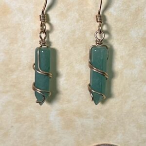 Aventurine Earrings, Gold Wrap