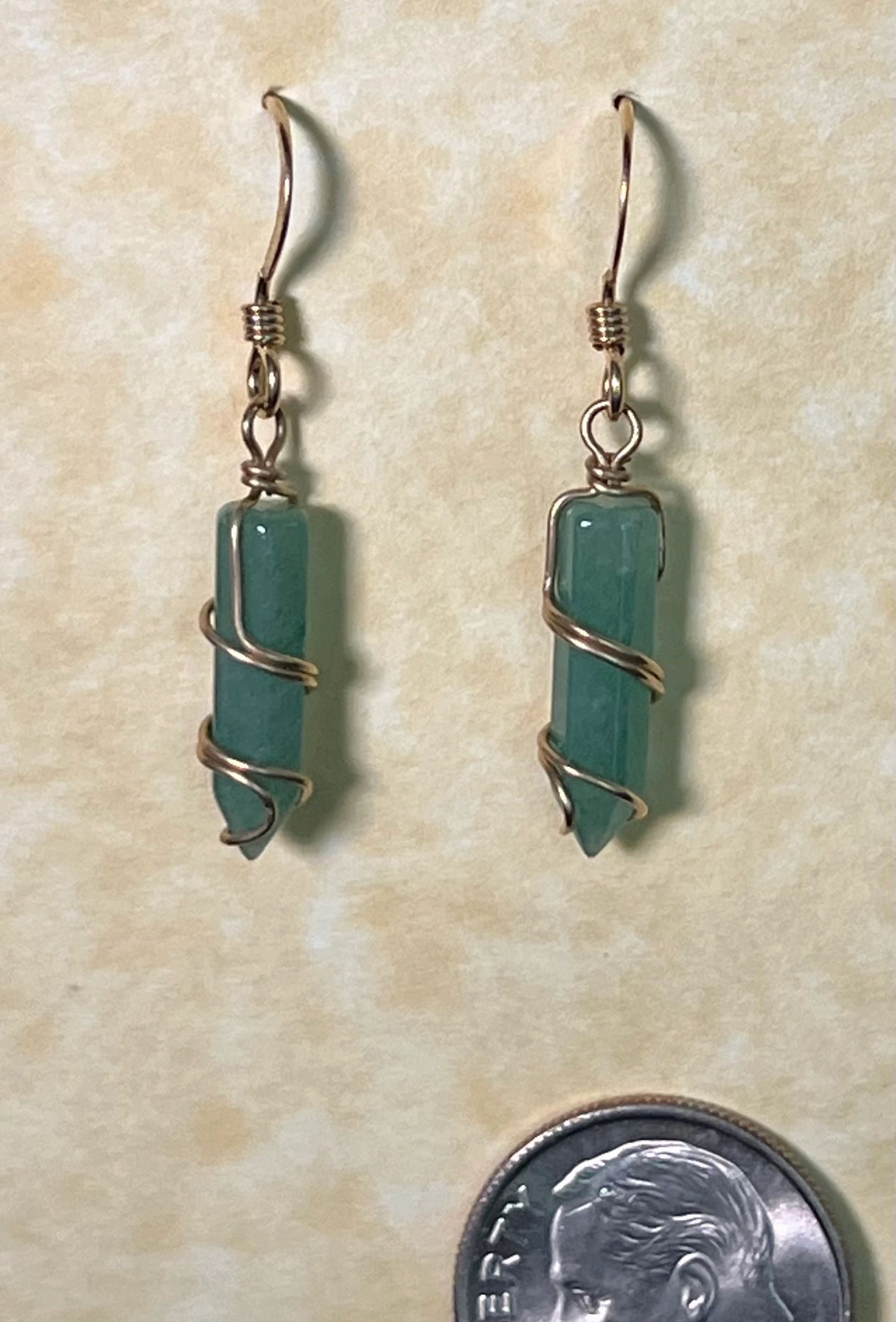 Aventurine Earrings, Gold Wrap