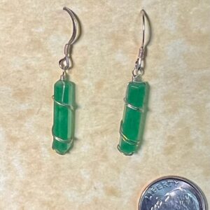 Green Aventurine Earrings, Silver Wrap