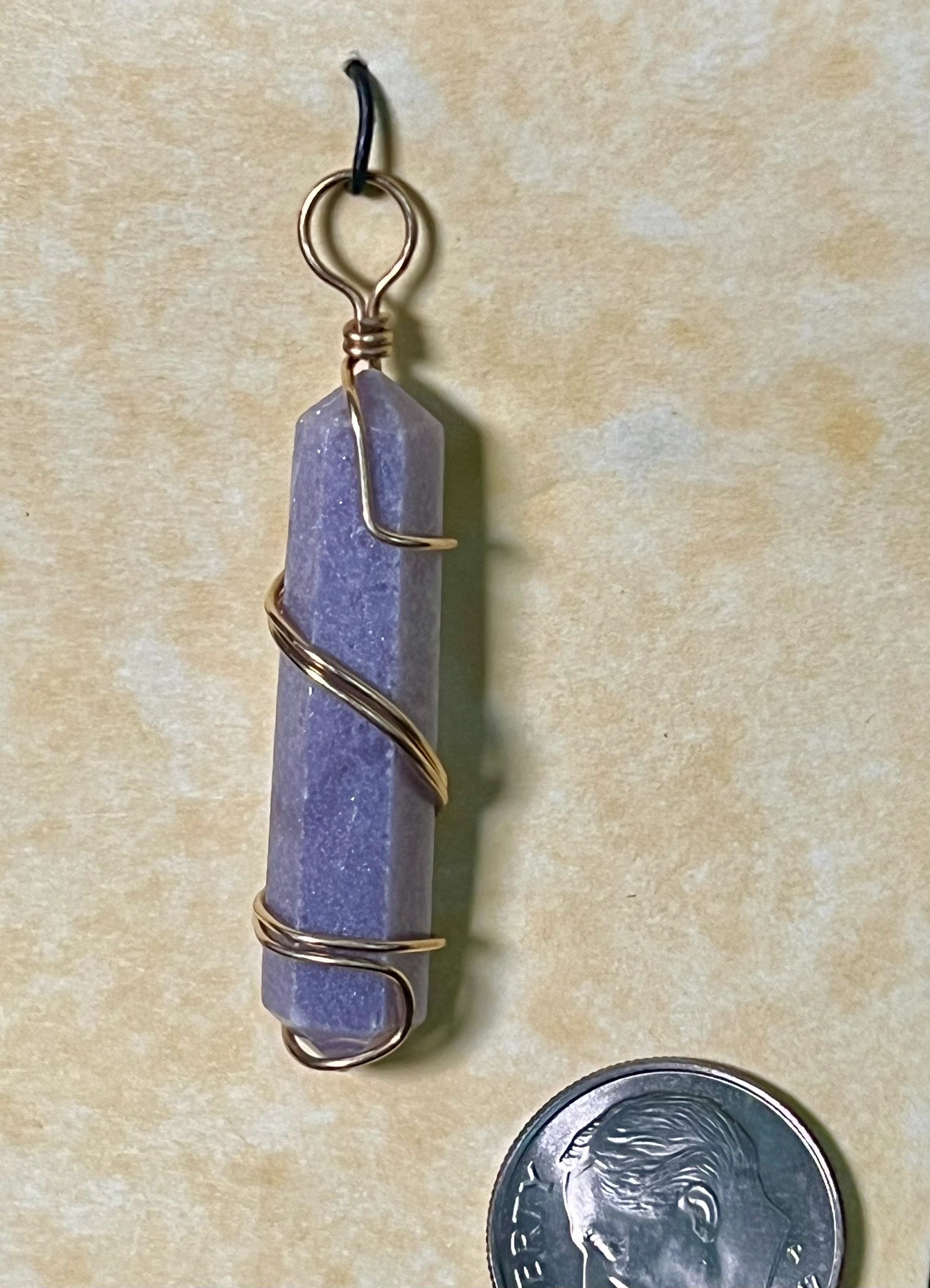 Lepidolite Pendant, Gold Wrap