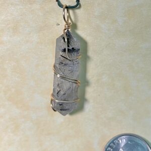 Tourmalinated Quartz Pendant, Gold Wrap