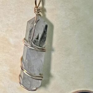 Tourmalinated Quartz Pendant, Gold Wrap 2
