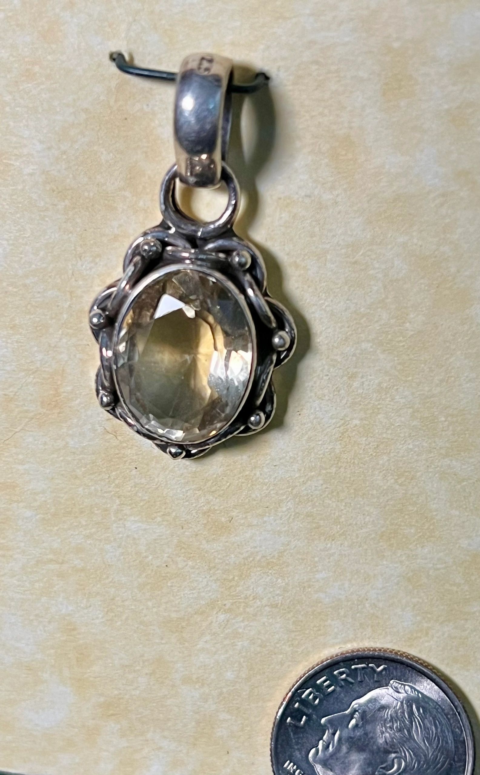 Citrine Pendant, set in Silver 4