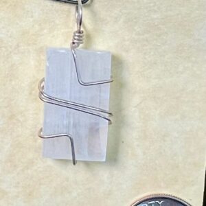 Moonstone pendant, Silver Wrap