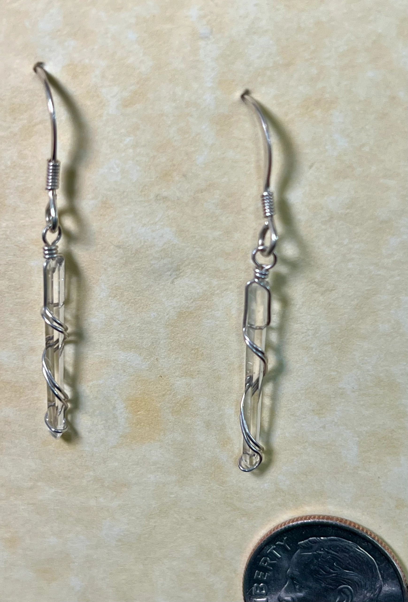 Quartz Earrings, Silver Wrap