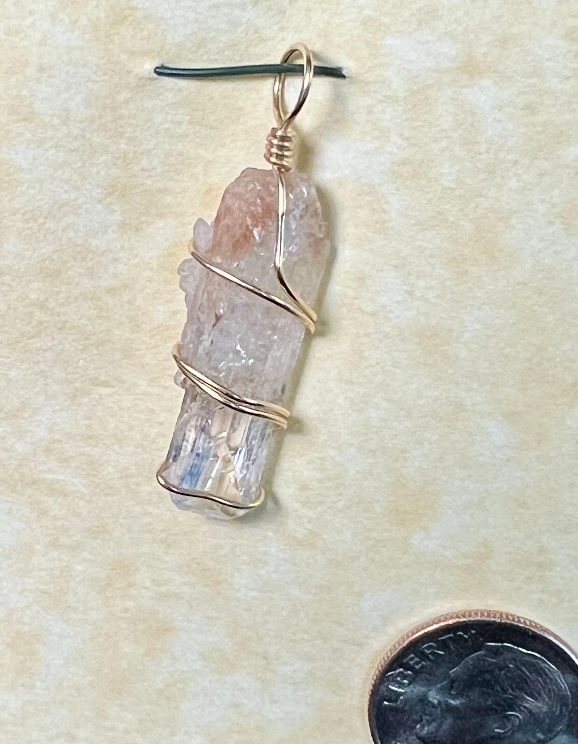Danburite Pendant, Gold Wrap
