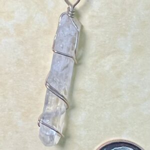 Danburite Pendant, Silver Wrap