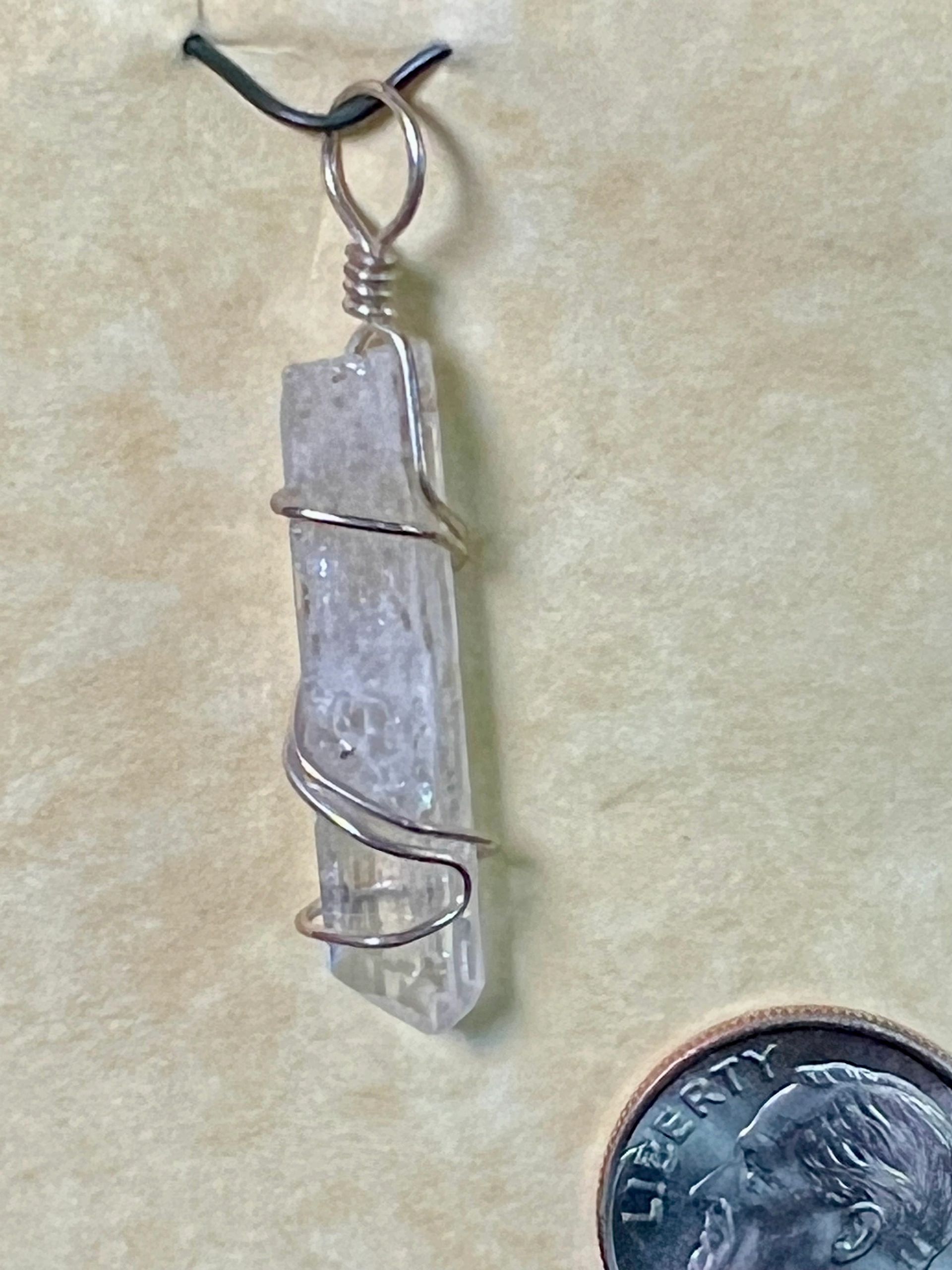 Danburite Pendant, Silver Wrap 3