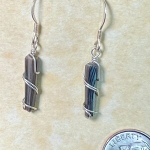 Labradorite Earrings, Silver Wrap