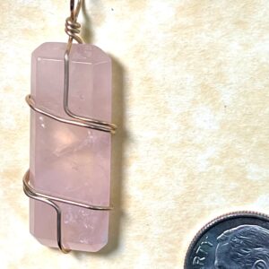 Rose Quartz Pendant, Gold Wrap