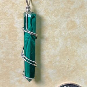 Malachite Pendant, Silver Wrap