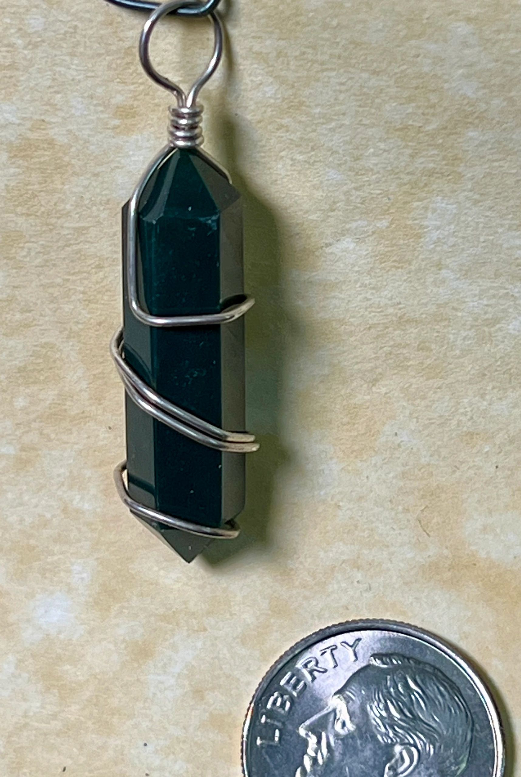 Bloodstone Pendant, Silver Wrap