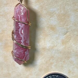 Rhodonite Pendant, Gold Wrap