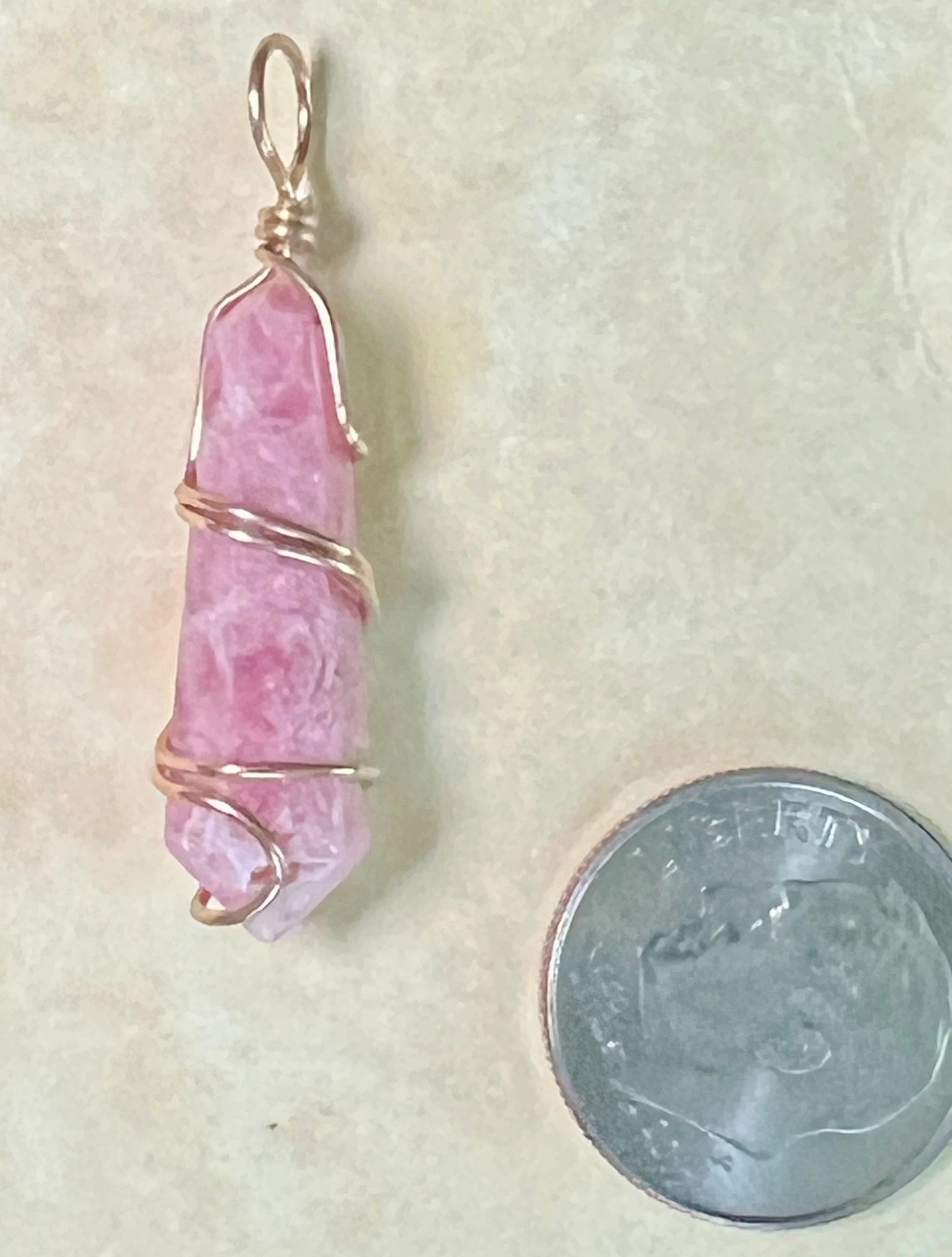 Rhodochrosite Pendant, Gold Wrap