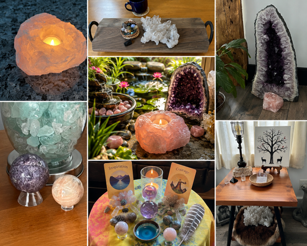 collage of various crystals - Judy Gallauresi Crystal Concepts
